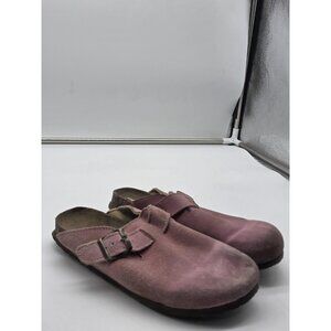 Drexlite Shoes Womens Size 8.5 Pink Suede Clog Slip On Comfort Damaged